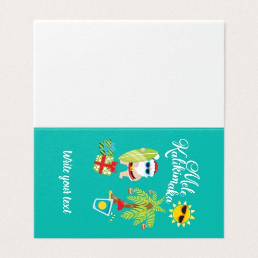 Hawaïaanse kerst. Kerstman Mele Kalikimaka. Kaart (Buitenkant ongevouwen)