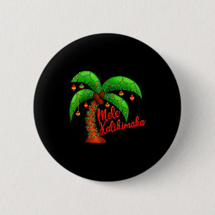 Hawaiaanse Kerst Mele Kalikimaka Kokospalm Ronde Button 5,7 Cm