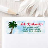 Hawaïaanse kerst retour adres labels palmboom (Insitu)