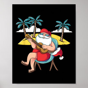 Hawaiaanse Kerstman Hawaiaanse Gitaar Kerstmis In  Poster