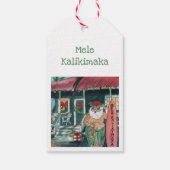 Hawaïaanse Kerstman Mele Kalikimaka Cadeaulabel (Achterkant)