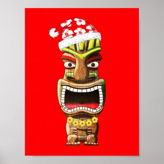 Hawaiaanse Kerstman Santa Tiki Poster (Voorkant)