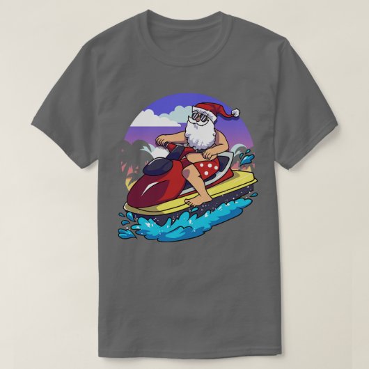 Hawaïaanse Kerstman Sinterklaas Jet Skiën T-shirt (Design voorkant)