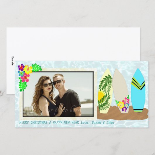 Hawaiaanse Kerstman surfplanken Feestdagenkaart (Voorkant / Achterkant)