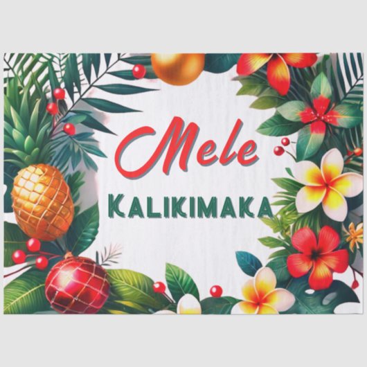 Hawaiaanse Kerstmis – Tropische krans Tissuepapier (Voorkant)