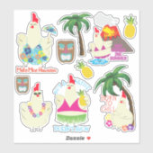 Hawaïaanse kippen zomer tropische vakantie sticker (Vel)