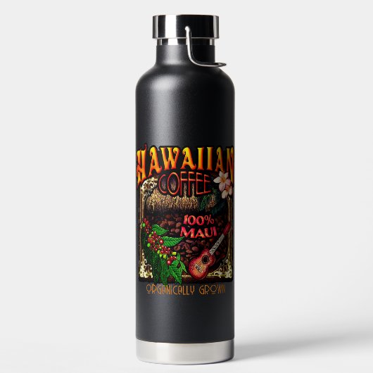 Hawaïaanse koffie geïsoleerde waterfles (Links)
