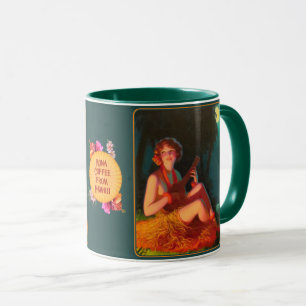 Hawaïaanse Kona Koffie Meisje w/Ukulele Mok
