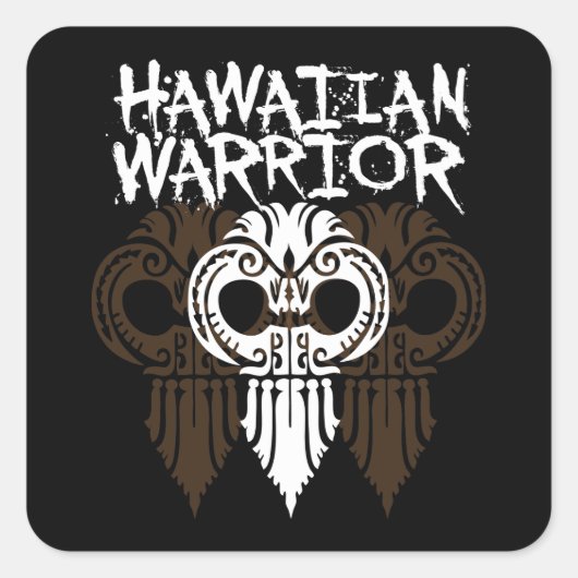 Hawaïaanse krijger vierkante sticker (Voorkant)