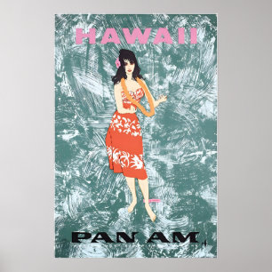 Hawaiaanse kunst Hawaï print Pan Am Reisposter