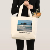 Hawaiaanse kust blauwe lucht grote tote bag (Voorkant (product))