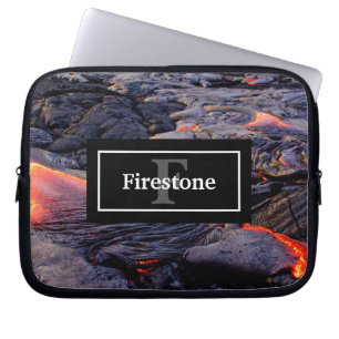 Hawaïaanse Lava Flow met Jouw naam en Monogram Laptop Sleeve