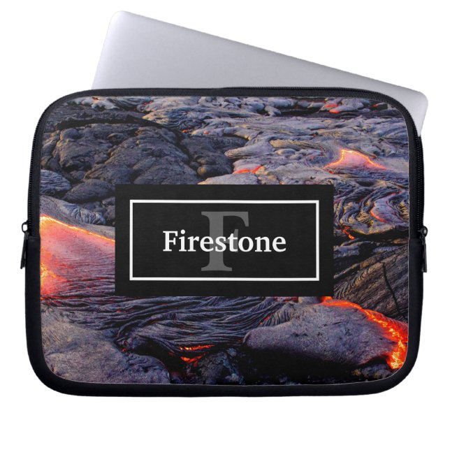 Hawaïaanse Lava Flow met Jouw naam en Monogram Laptop Sleeve (Voorkant)