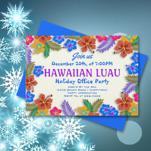 Hawaiaanse Luau Aangepaste Feest Hibiscus Uitnodig Kaart