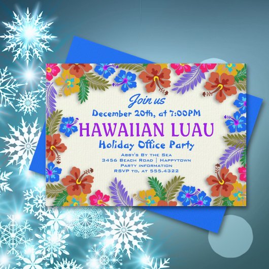 Hawaiaanse Luau Aangepaste Feest Hibiscus Uitnodig Kaart