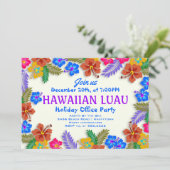 Hawaiaanse Luau Aangepaste Feest Hibiscus Uitnodig Kaart (Staand voorkant)