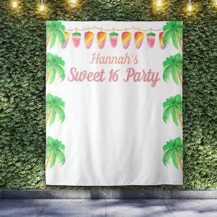 Hawaiaanse Luau Feest Tropisch Fotohokje Achtergro Wandkleed