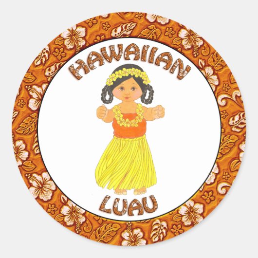 Hawaïaanse Luau ~ Hula Meisje Stickers (Voorkant)