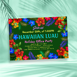 Hawaiaanse Luau Kantoorfeest Hibiscus Uitnodiginge Kaart