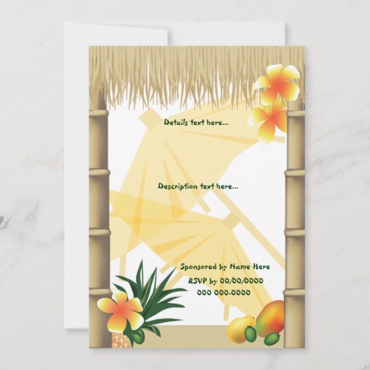 Hawaiaanse Luau Tiki Hut Tropische Verjaardag Kaart (Achterkant)