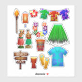 Hawaïaanse luau tropische zomer sticker (Vel)