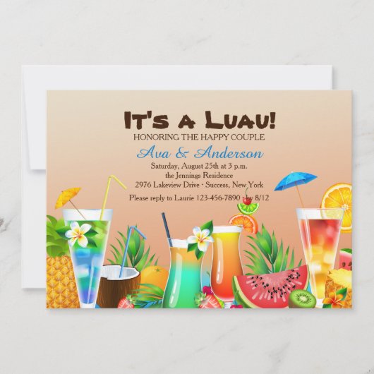 Hawaiaanse Luau Uitnodiging (Voorkant)