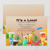Hawaiaanse Luau Uitnodiging (Voorkant / Achterkant)