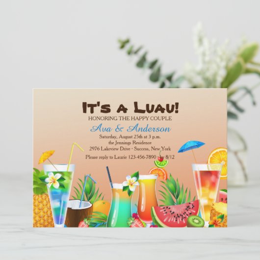 Hawaiaanse Luau Uitnodiging (Staand voorkant)