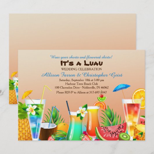 Hawaiaanse Luau Uitnodiging Custom (Voorkant / Achterkant)
