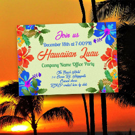 Hawaiaanse Luau Vakantie Feest Hibiscus en Hulst Kaart