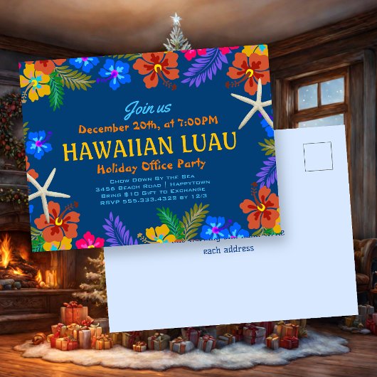 Hawaiaanse Luau Vakantie Kantoorfeest Hibiscus Briefkaart