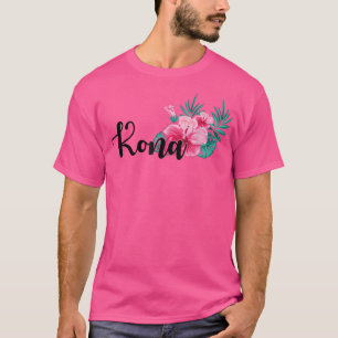 Hawaiaanse Mannen Vrouwen Kona Hawaï Hibiscus Bloe T-shirt