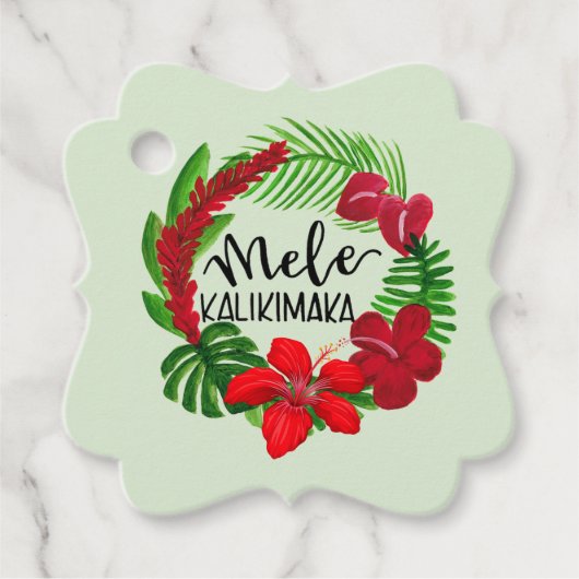 Hawaïaanse Mele Kalikimaka-cadeaubijslage Bedankjes Labels (Voorkant)