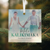 Hawaiaanse Mele Kalikimaka-foto Glas Ornament
