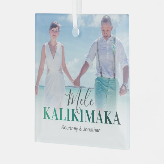 Hawaiaanse Mele Kalikimaka-foto Glas Ornament (Voorkant links)