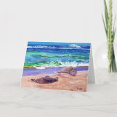 Hawaiaanse monnikrobben op Poipu Beach Wenskaart Kaart (Voorkant)