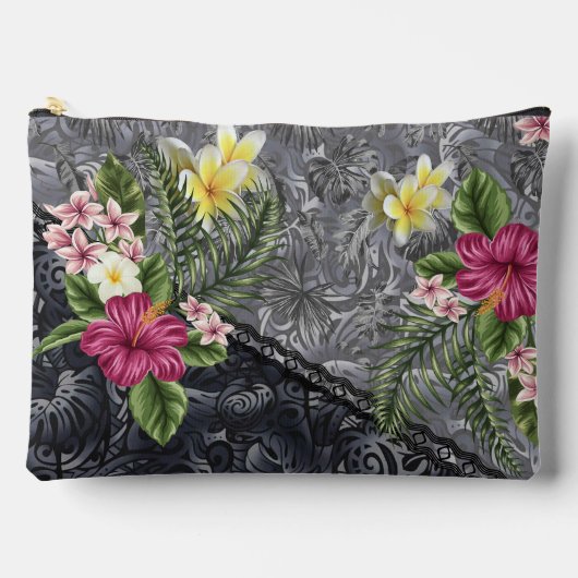 Hawaïaanse Monstera Tapa en Hibiscus Etui (Voorkant)