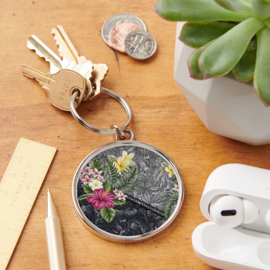 Hawaïaanse Monstera Tapa en Hibiscus Sleutelhanger (Bureau)