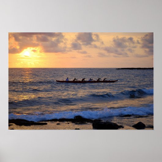 Hawaiaanse Outrigger Kano bij Zonsondergang Poster (Voorkant)