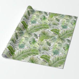 Hawaiaanse palmbladeren en woorden cadeaupapier