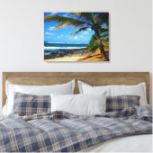 Hawaïaanse palmboom omwikkeld canvas (Insitu (Slaapkamer))