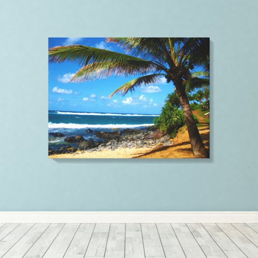 Hawaïaanse palmboom omwikkeld canvas (Insitu (Houten vloer))