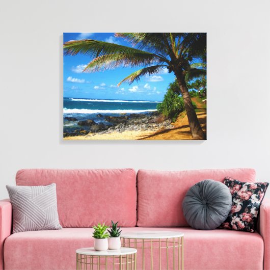 Hawaïaanse palmboom omwikkeld canvas (Insitu (Woonkamer))