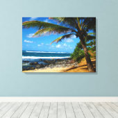 Hawaïaanse palmboom omwikkeld canvas afdruk (Insitu (Houten vloer))