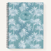 Hawaiaanse palmboom silhouetpatroon turquoise ID10 Notitieboek (Voorkant)