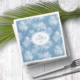 Hawaiaanse Palmenboom Silhouet Patroon Blauw ID109 Servet