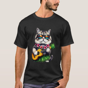 Hawaiaanse Perzische Kat & Ananas Ukulele Zomer Va T-shirt