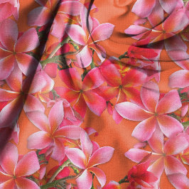 Hawaïaanse Plumeria Roze Bloemen op Oranje Stof