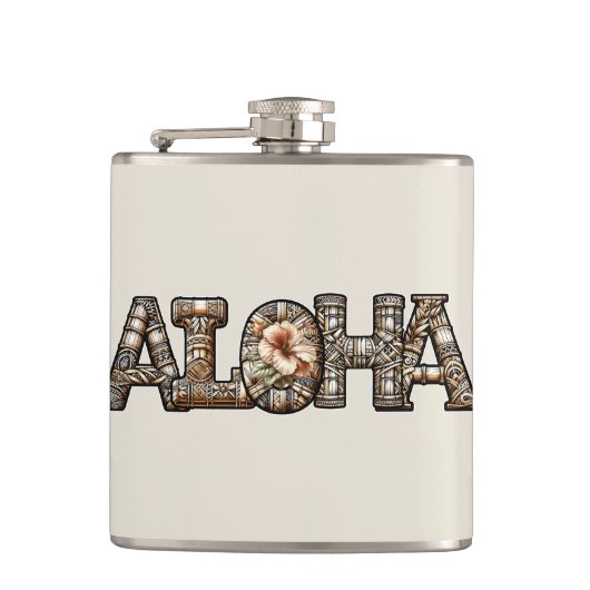Hawaiaanse Polynesische Aloha Bamboe Look Heupfles (Voorkant)