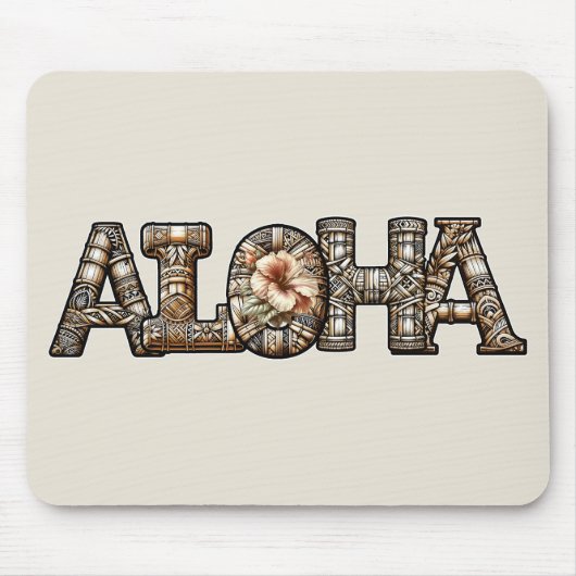 Hawaiaanse Polynesische Aloha Bamboe Look Muismat (Voorkant)
